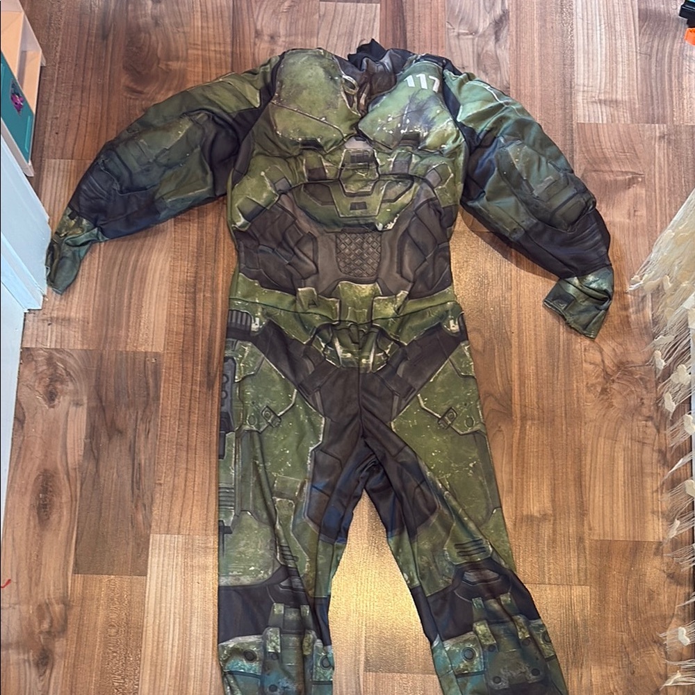 Halo Halloween Costume bodysuit only Kids Large 10-12 Master Chief